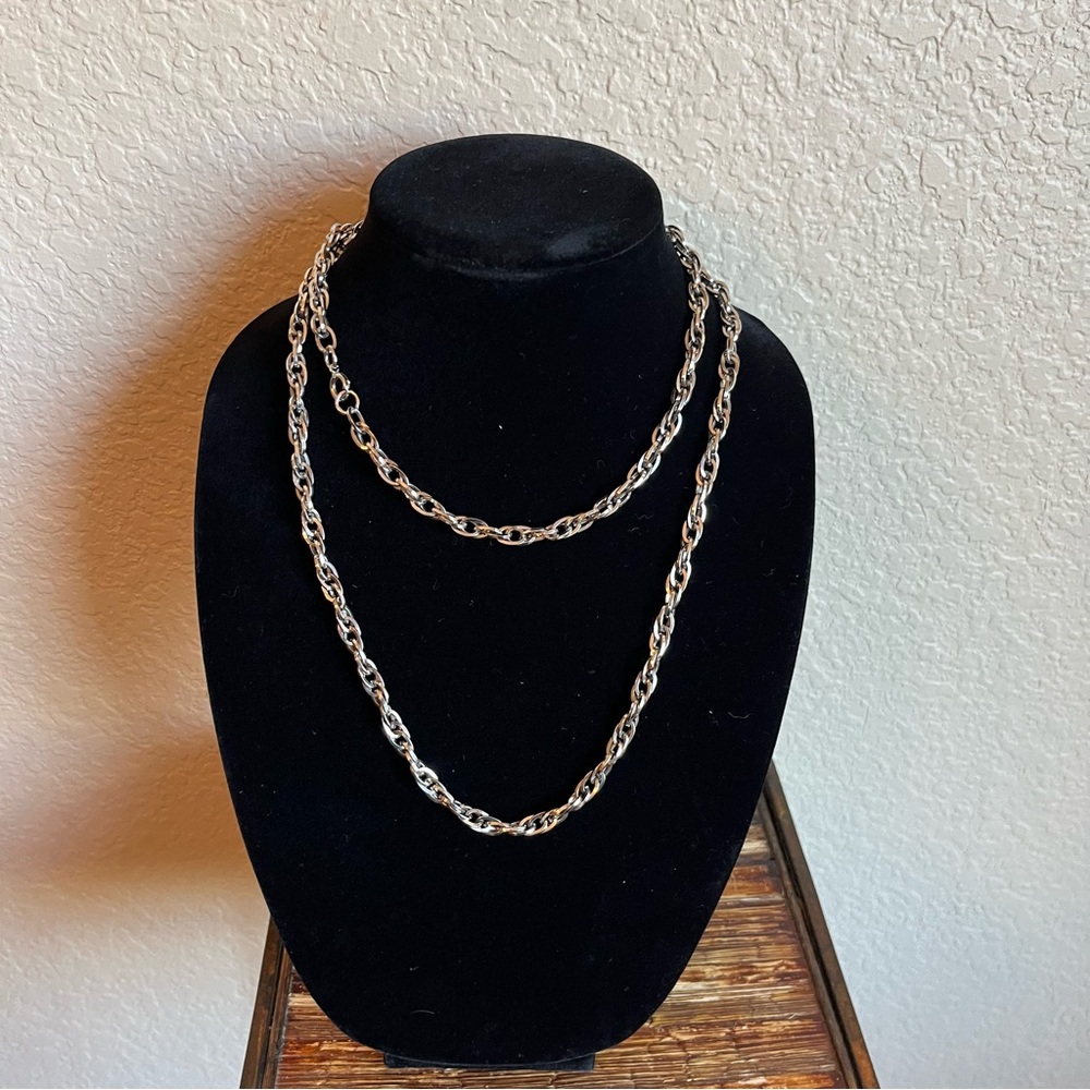 Heavy Link Chain silver tone statement necklace